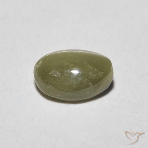9,17 ctw natürlicher gelblich-grün Chrysoberyll-Katzenauge, Oval, Lichtdurchlässig