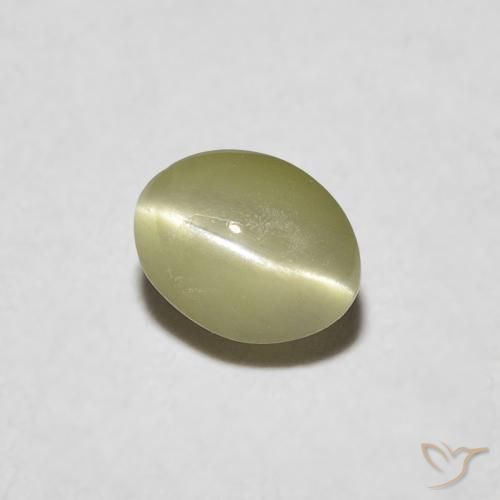 9,17 ctw natürlicher gelblich-grün Chrysoberyll-Katzenauge, Oval, Lichtdurchlässig