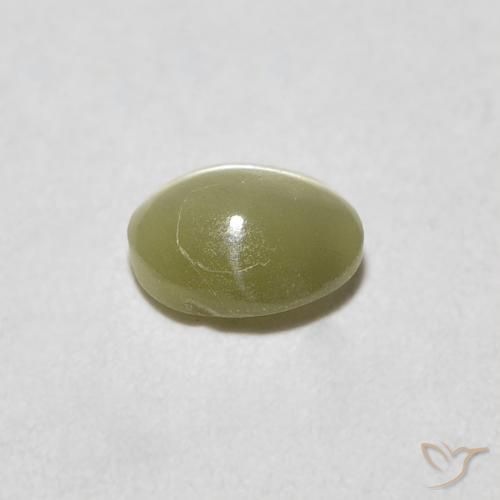 9,17 ctw natürlicher gelblich-grün Chrysoberyll-Katzenauge, Oval, Lichtdurchlässig