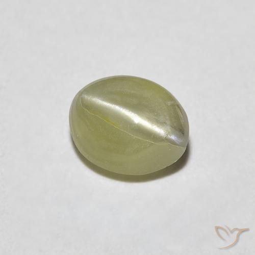 9,17 ctw natürlicher gelblich-grün Chrysoberyll-Katzenauge, Oval, Lichtdurchlässig