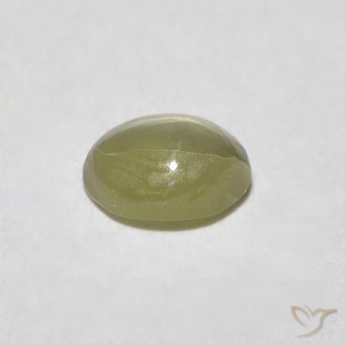 9,17 ctw natürlicher gelblich-grün Chrysoberyll-Katzenauge, Oval, Lichtdurchlässig