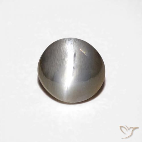 0.50ct Natürlicher Sehr helles Grau Chrysoberyll-Katzenauge, Oval, Lichtundurchlässig