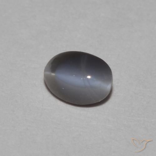 9,17 ctw natürlicher silbergrau Chrysoberyll-Katzenauge, Oval, Lichtundurchlässig