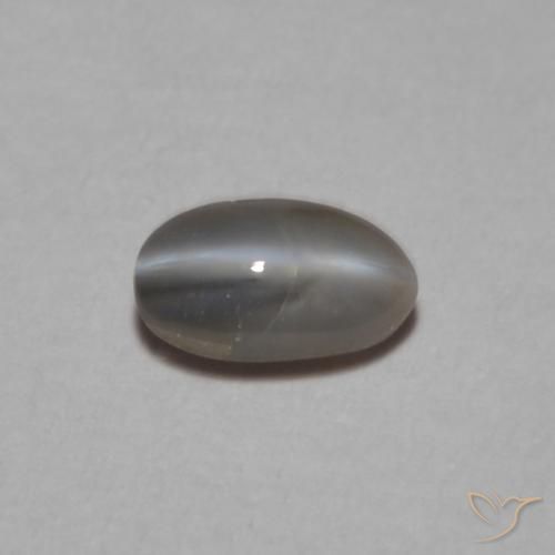 0.26ct Natürlicher silbergrau Chrysoberyll-Katzenauge, Oval, Lichtundurchlässig