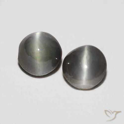 0.36ctw Natürlicher Grauschwarz Chrysoberyll-Katzenauge, Oval, Lichtundurchlässig