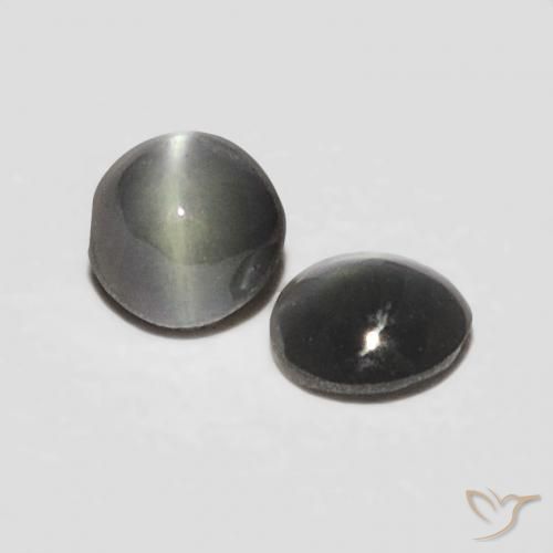 0.36 ct natürliche Grauschwarz Chrysoberyll-Katzenauge-Edelsteine, Oval, Lichtundurchlässig