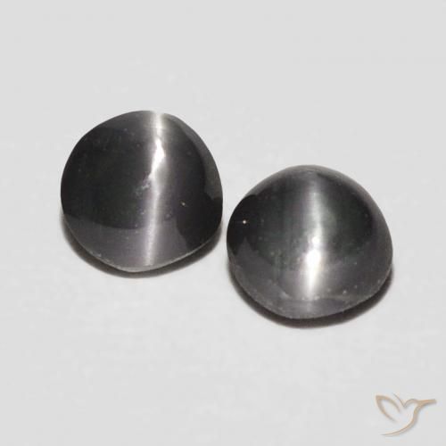 0.41ctw Natürlicher Dunkelgrau Chrysoberyll-Katzenauge, Oval, Lichtundurchlässig