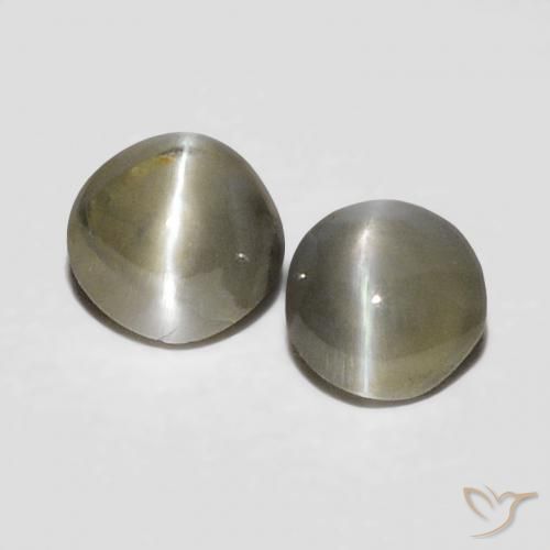 0.38ctw Natürlicher Sehr helles Grau Chrysoberyll-Katzenauge, Oval, Lichtundurchlässig