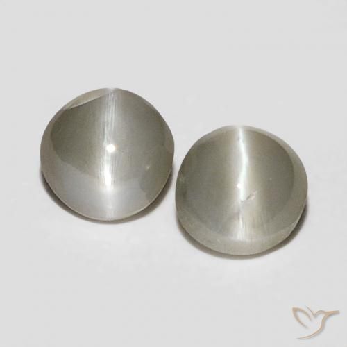 0.45ctw Natürlicher Sehr helles Grau Chrysoberyll-Katzenauge, Oval, Lichtundurchlässig