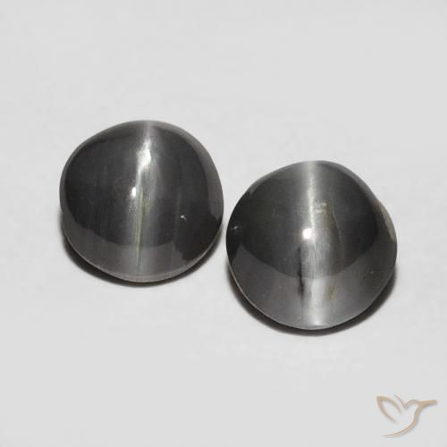 0.76ctw Natürlicher Mittelgrau Chrysoberyll-Katzenauge, Oval, Lichtundurchlässig