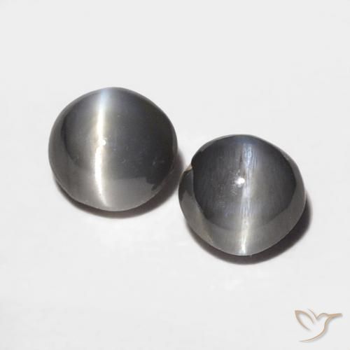 0.67ctw Natürlicher silbergrau Chrysoberyll-Katzenauge, Oval, Lichtundurchlässig
