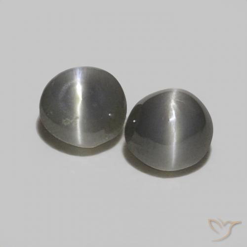 0.35ctw Natürlicher Stahlgrau Chrysoberyll-Katzenauge, Runden, Lichtundurchlässig