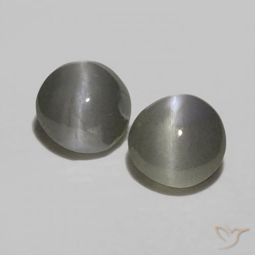 0.45ctw Natürlicher Grauschwarz Chrysoberyll-Katzenauge, Runden, Lichtundurchlässig