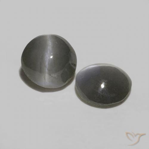 0.45 ct natürliche Grauschwarz Chrysoberyll-Katzenauge-Edelsteine, Runden, Lichtundurchlässig