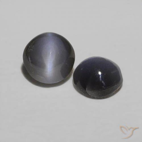 0.44 ct natürliche Schwarz-Grau Chrysoberyll-Katzenauge-Edelsteine, Runden, Lichtundurchlässig