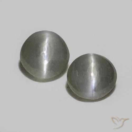 0.37ctw Natürlicher Mittelgrau Chrysoberyll-Katzenauge, Oval, Lichtundurchlässig