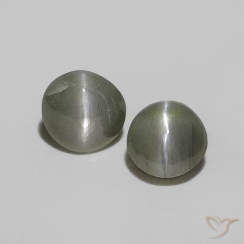 0.38ctw Natürlicher Grauschwarz Chrysoberyll-Katzenauge, Runden, Lichtundurchlässig