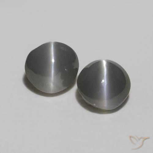 0.38ctw Natürlicher Blassgrünes Grau Chrysoberyll-Katzenauge, Oval, Lichtundurchlässig