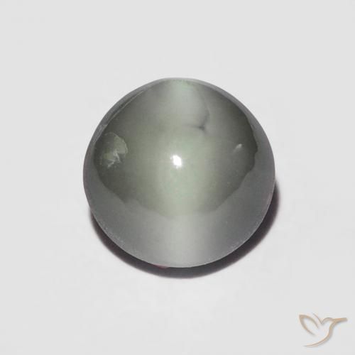 1.06ct Natürlicher Mittelgrau Chrysoberyll-Katzenauge, Runden, Lichtundurchlässig