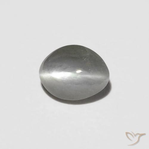 0.23ct Natürlicher Sehr helles Grau Chrysoberyll-Katzenauge, Oval, Lichtundurchlässig