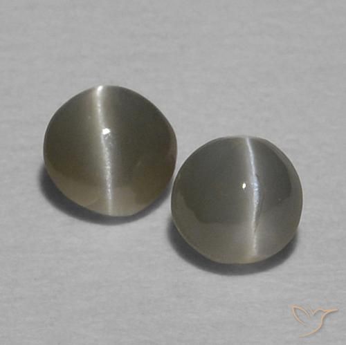 0.37ctw Natürlicher Grauschwarz Chrysoberyll-Katzenauge, Runden, Lichtundurchlässig