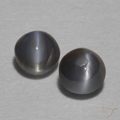 0.40ctw Natürlicher Dunkelgrau Chrysoberyll-Katzenauge, Runden, Lichtundurchlässig
