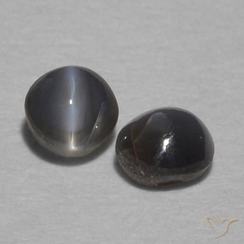 0.40 ct natürliche Dunkelgrau Chrysoberyll-Katzenauge-Edelsteine, Runden, Lichtundurchlässig