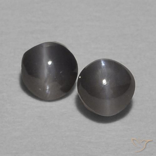 0.29ctw Natürlicher Mittelgrau Chrysoberyll-Katzenauge, Runden, Lichtundurchlässig