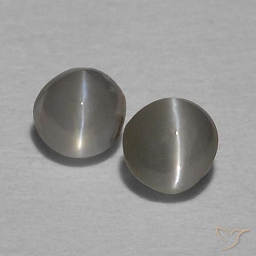 0.29ctw Natürlicher Mittelgrau Chrysoberyll-Katzenauge, Runden, Lichtundurchlässig