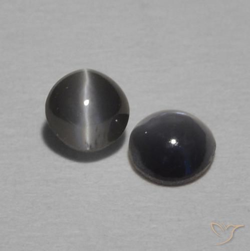 0.52 ct natürliche Schwarz-Grau Chrysoberyll-Katzenauge-Edelsteine, Oval, Lichtundurchlässig