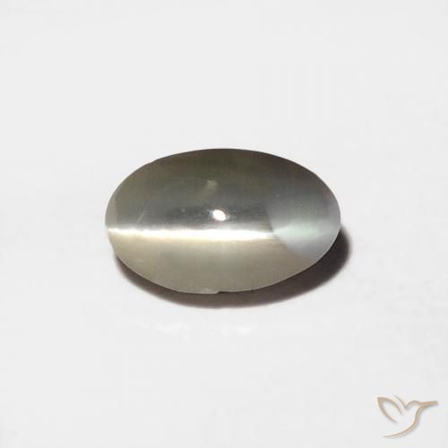 0.39ct Natürlicher Sehr helles Grau Chrysoberyll-Katzenauge, Oval, Lichtundurchlässig