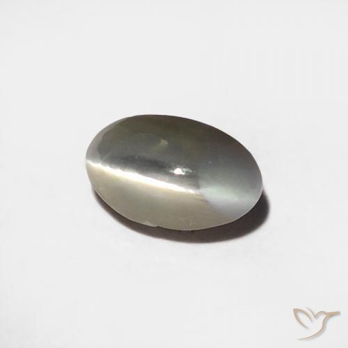 9,17 ctw natürlicher Sehr helles Grau Chrysoberyll-Katzenauge, Oval, Lichtundurchlässig