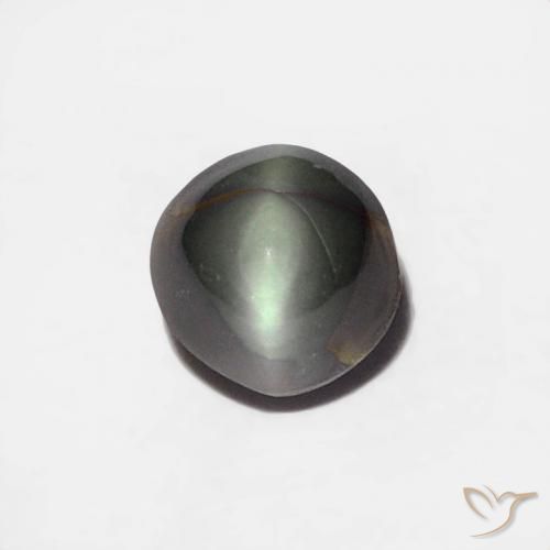 0.36ct Natürlicher Stahlgrau Chrysoberyll-Katzenauge, Runden, Lichtundurchlässig