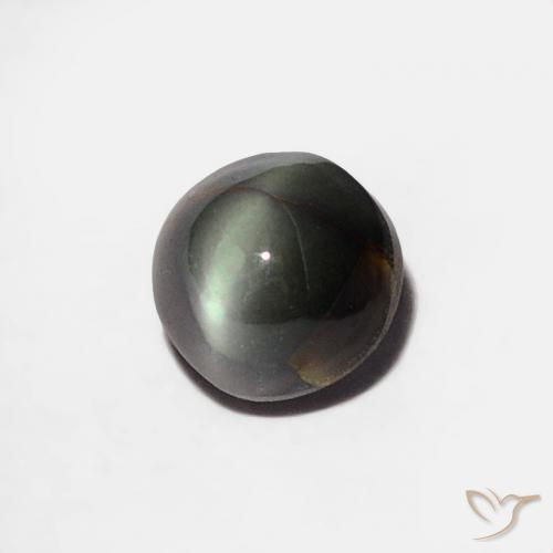 9,17 ctw natürlicher Stahlgrau Chrysoberyll-Katzenauge, Runden, Lichtundurchlässig