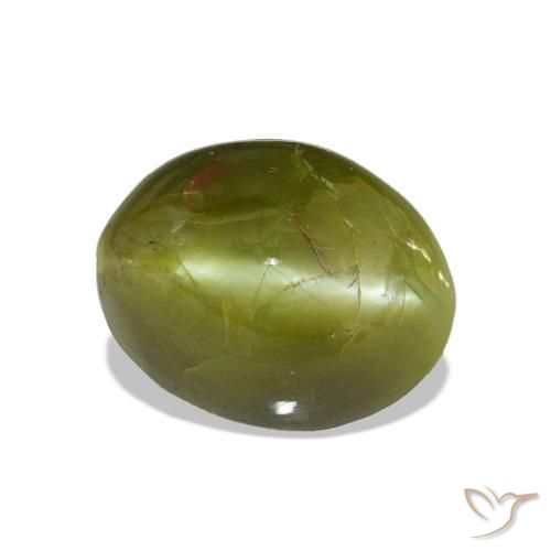 9,17 ctw natürlicher Warmes Grün Chrysoberyll-Katzenauge, Oval, Lichtundurchlässig