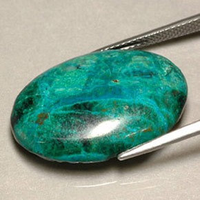 19,56 ctw natürlicher mehrfarbiger Chrysokoll, Oval Schliff, Lichtundurchlässig