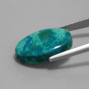 10,54 ctw natürlicher mehrfarbiger Chrysokoll, Oval Schliff, Lichtundurchlässig