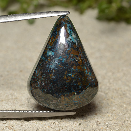 9,17 ctw natürlicher Mehrfarbig Chrysokoll, Birnenform, Lichtundurchlässig