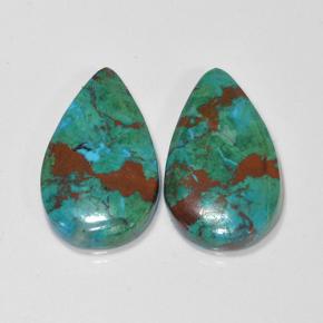 10,79 ct natürliche mehrfarbiger Chrysokoll-Edelsteine, Birnenform, Lichtundurchlässig
