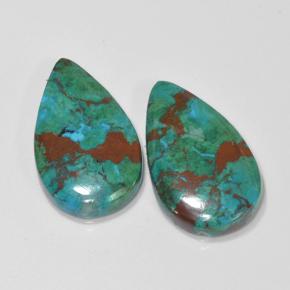 10,79 ct natürliche mehrfarbiger Chrysokoll-Edelsteine, Birnenform, Lichtundurchlässig