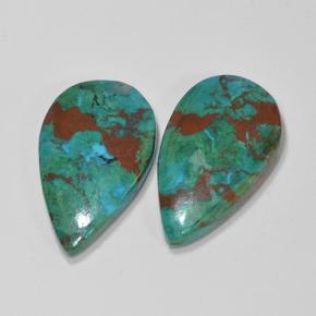 10,79 ct natürliche mehrfarbiger Chrysokoll-Edelsteine, Birnenform, Lichtundurchlässig