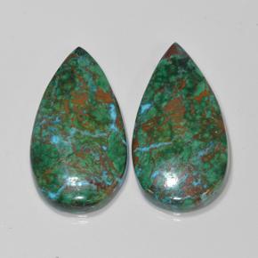 25,04 ct natürliche mehrfarbiger Chrysokoll-Edelsteine, Birnenform, Lichtundurchlässig