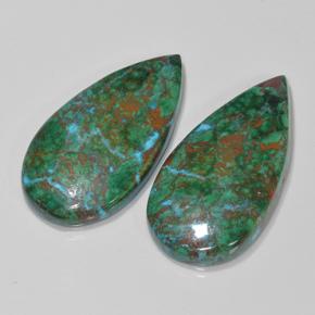 25,04 ct natürliche mehrfarbiger Chrysokoll-Edelsteine, Birnenform, Lichtundurchlässig