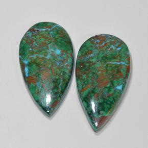 25,04 ct natürliche mehrfarbiger Chrysokoll-Edelsteine, Birnenform, Lichtundurchlässig