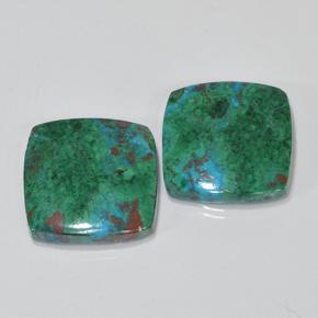 17,54 ct natürliche mehrfarbiger Chrysokoll-Edelsteine, Kissenschliff, Lichtundurchlässig