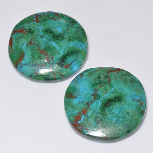 18,56 ct natürliche mehrfarbiger Chrysokoll-Edelsteine, Rundschliff, Lichtundurchlässig