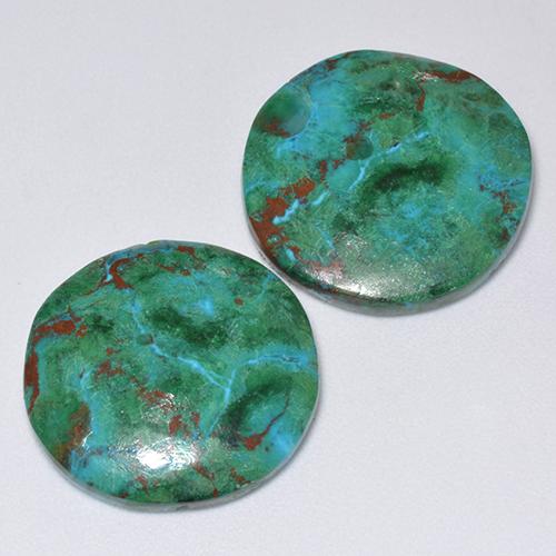 18,56 ct natürliche mehrfarbiger Chrysokoll-Edelsteine, Rundschliff, Lichtundurchlässig