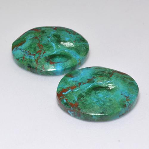 18,56 ct natürliche mehrfarbiger Chrysokoll-Edelsteine, Rundschliff, Lichtundurchlässig