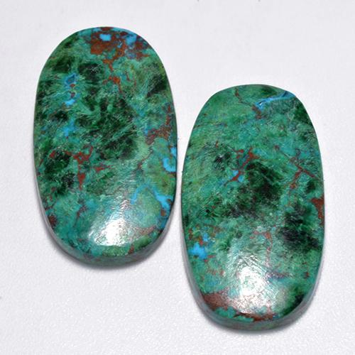 25,92 ct natürliche mehrfarbiger Chrysokoll-Edelsteine, Oval Schliff, Lichtundurchlässig