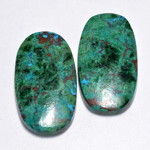 25,92 ct natürliche mehrfarbiger Chrysokoll-Edelsteine, Oval Schliff, Lichtundurchlässig